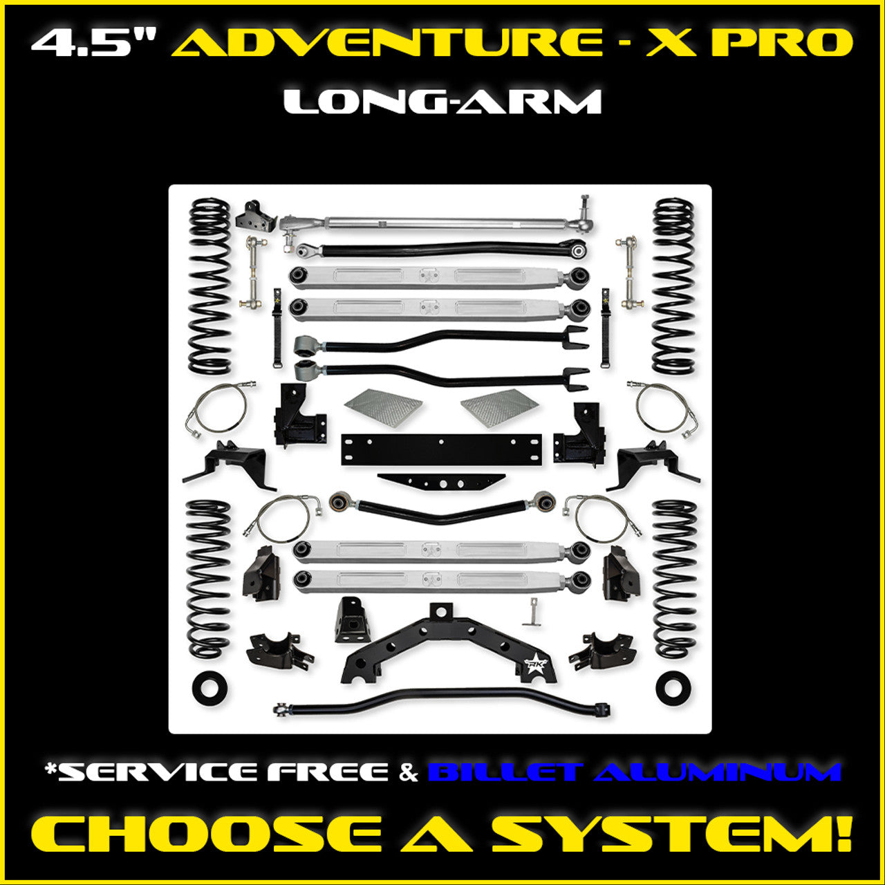 JK 4.5 Inch Adventure-X Pro Elite Long Arm 2 Door Model
