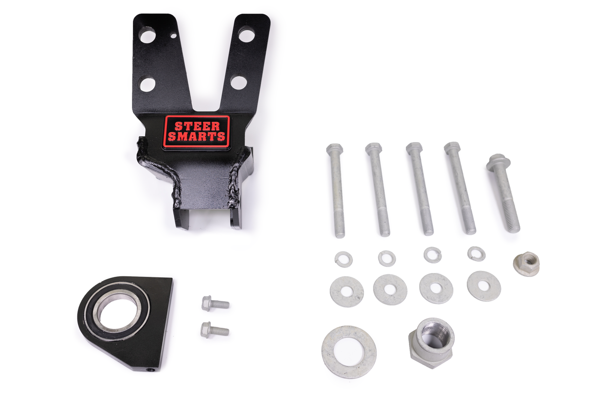 18-24 Jeep Wrangler/Gladiator JL/JT Yeti XD Sealed Bearing Sector Shaft Brace with Frame Side Track Bar Reinforcement Bracket - Steel Steering Box Only Steer Smarts