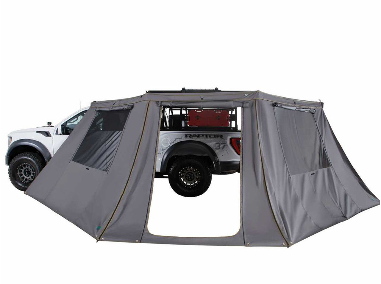 HD Nomadic 180 - LTE Awning Wall, Universal, Grey Body, Green Trim W/Storage Bag Overland Vehicle Systems