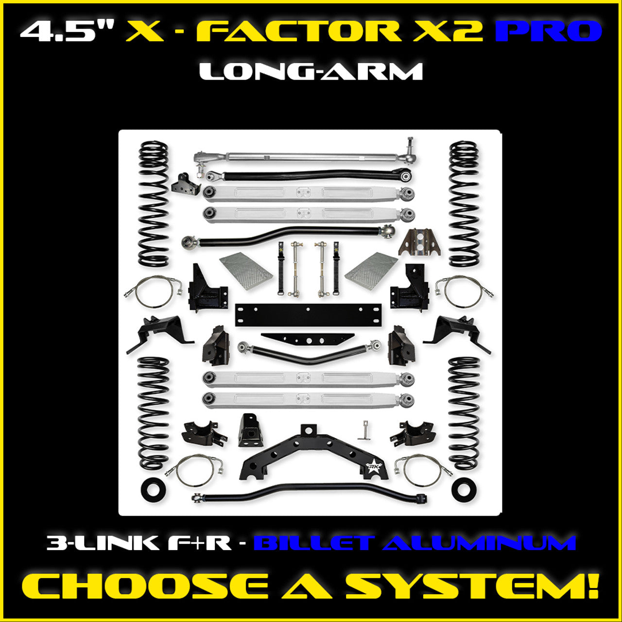 JKU 4.5 Inch X Factor X2 Pro Elite Long Arm 4 Door Model