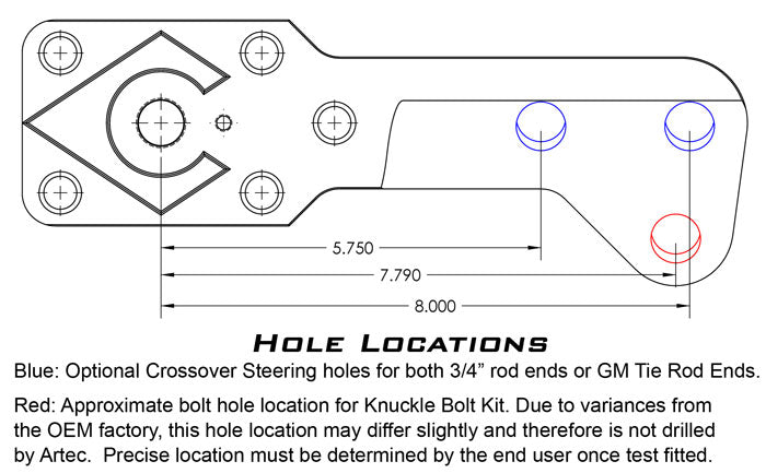 Aluminum Ultimate Dana 60 High Steer Arms - 6-Hole w/ Keyway - Pair Artec Industries
