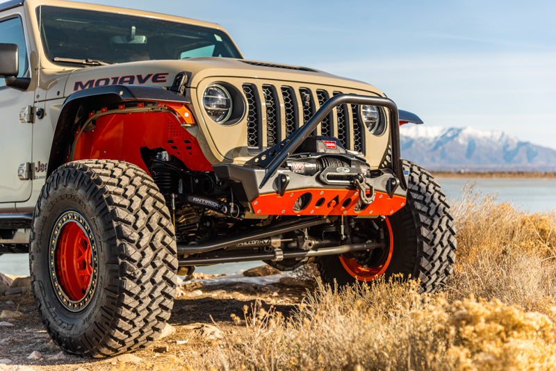 Bare Steel Nighthawk Mid-tube Stinger Front Bumper with Aluminum Skid for Wrangler JK JL/JT - Bare Steel Artec Industries