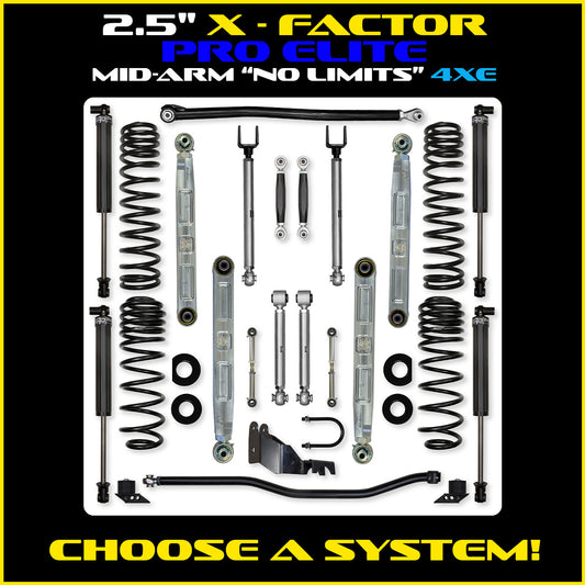 JLU 2.5 Inch X Factor Pro Elite  "No Limits" Aluminum System 4XE Model