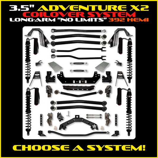 JLU 3.5 Inch Adventure-X "No Limits" Long Arm Coil Over Suspension 392 Model