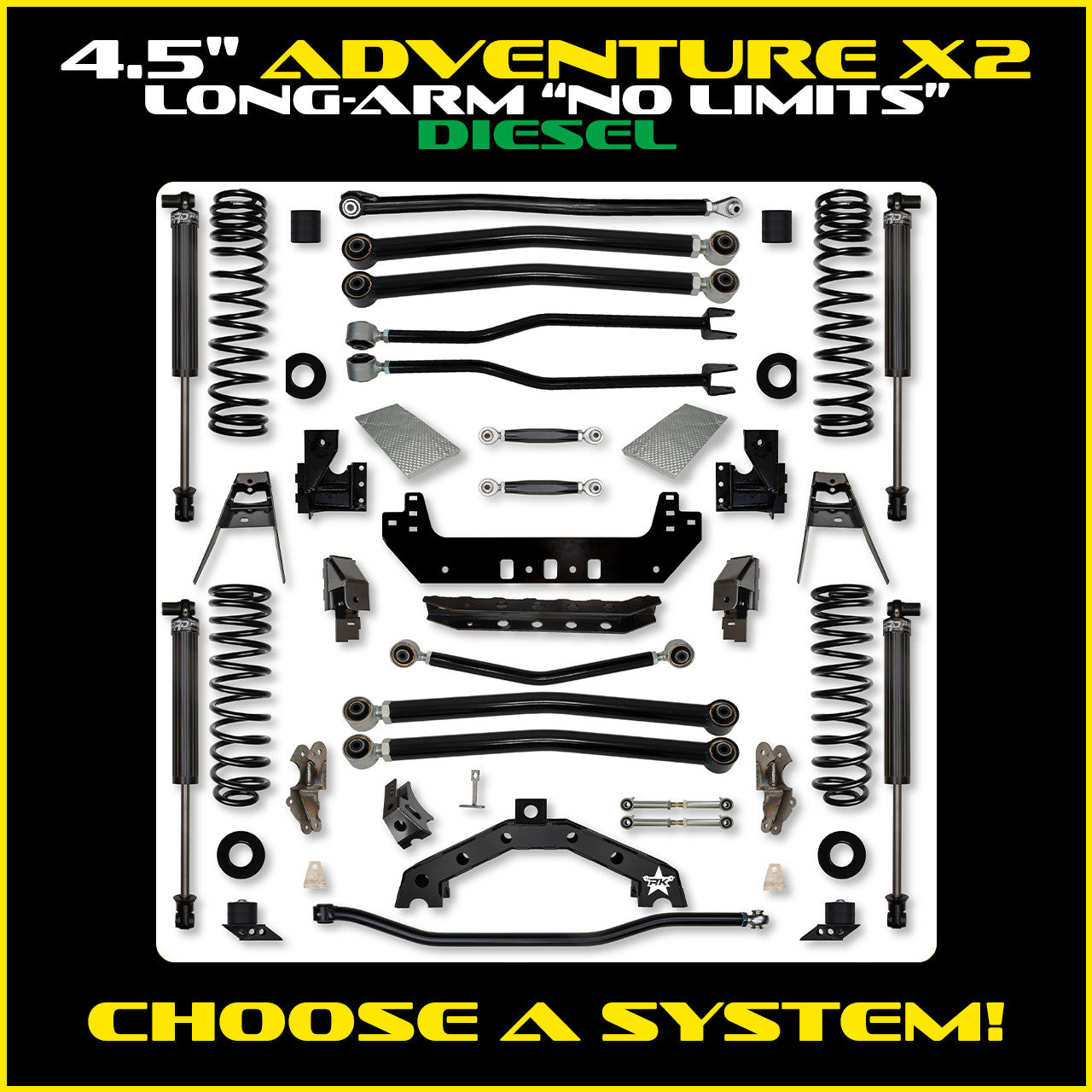 JLU 4.5 Inch Adventure-X "No Limits" Long Arm Suspension Diesel Model
