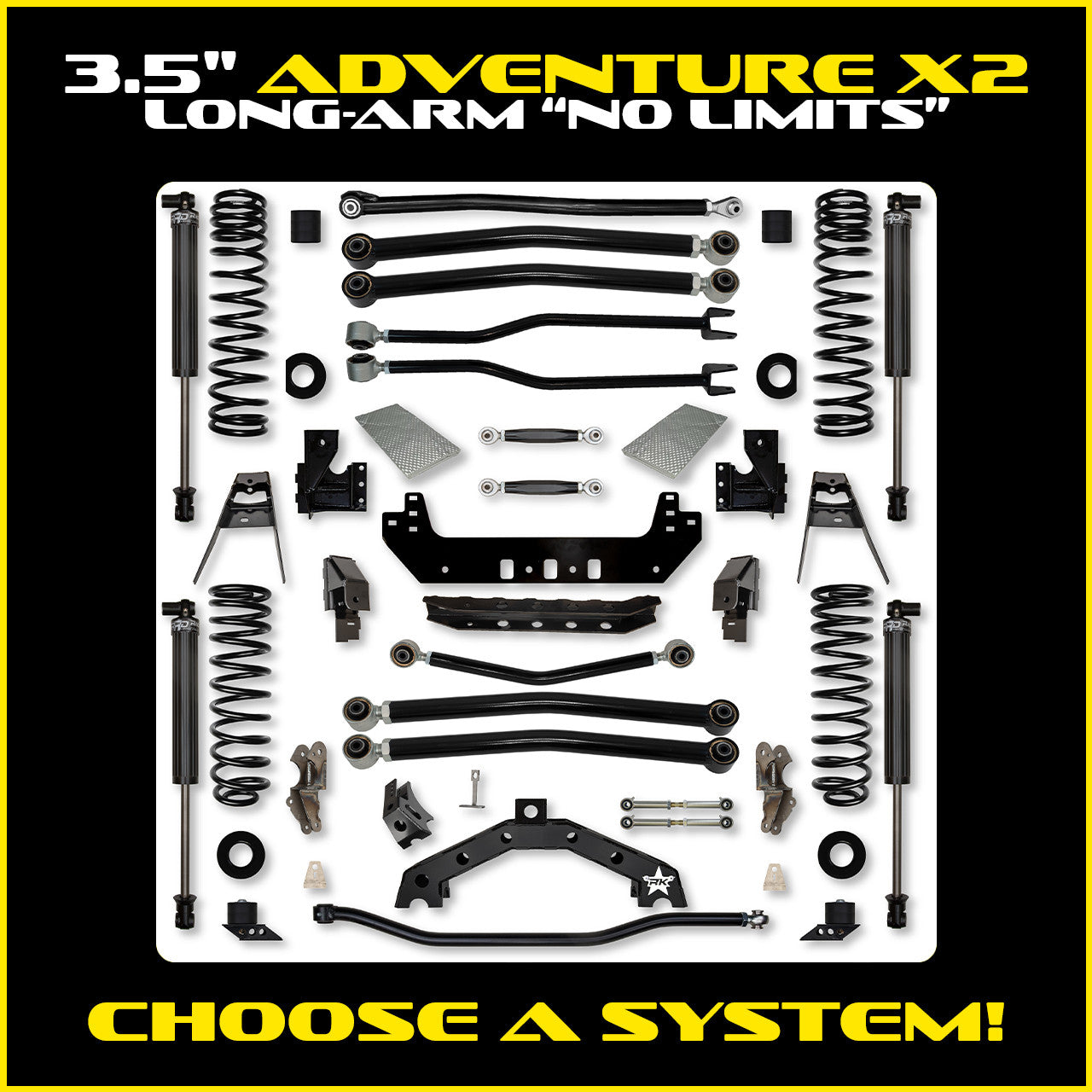 JLU 3.5 Inch Adventure-X "No Limits" Long Arm Suspension 4 Door Model