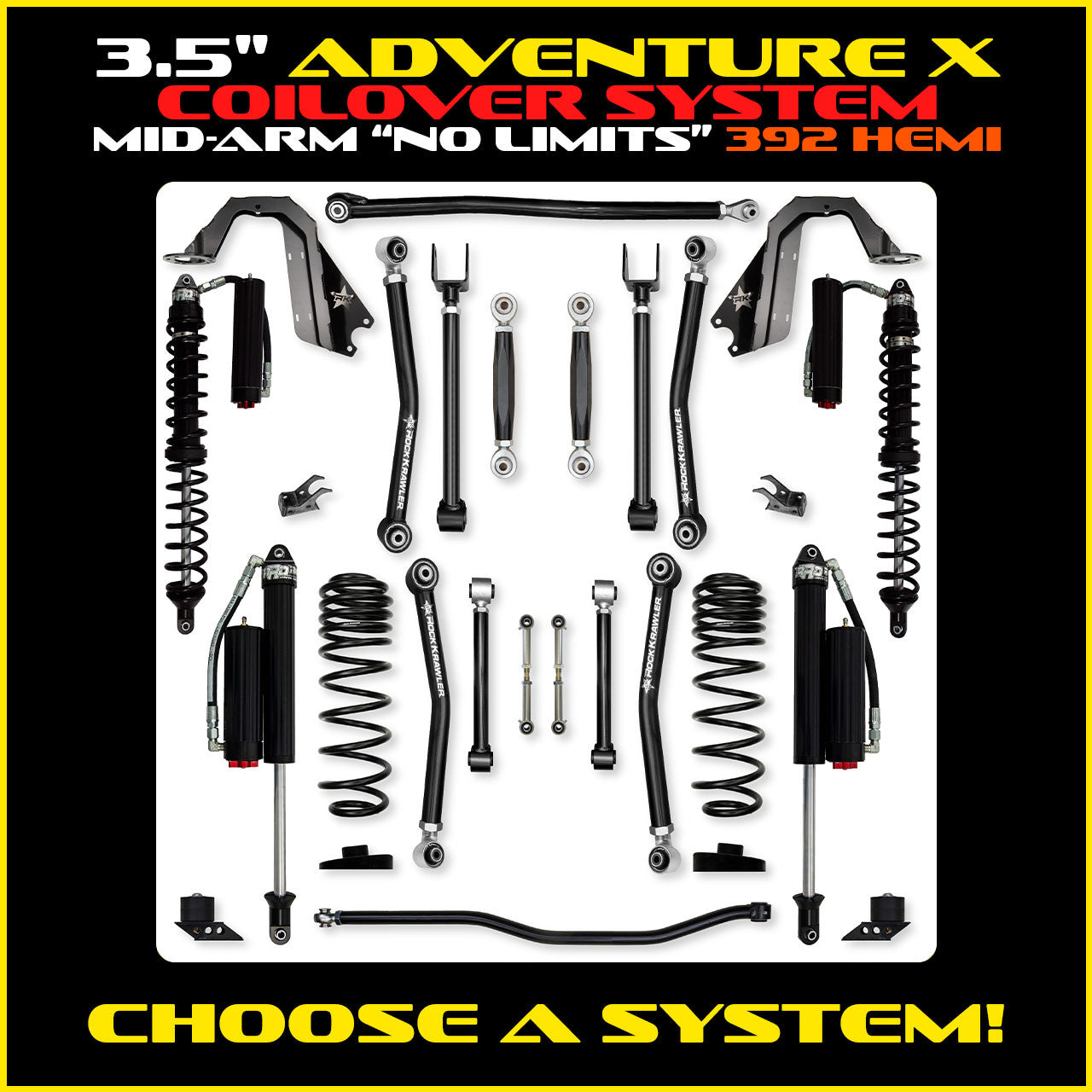 JLU 3.5 Inch Adventure X "No Limits" Coil Over System 392 Model