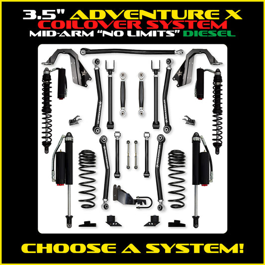 JLU 3.5 Inch Adventure X "No Limits" Coil Over System Diesel Model
