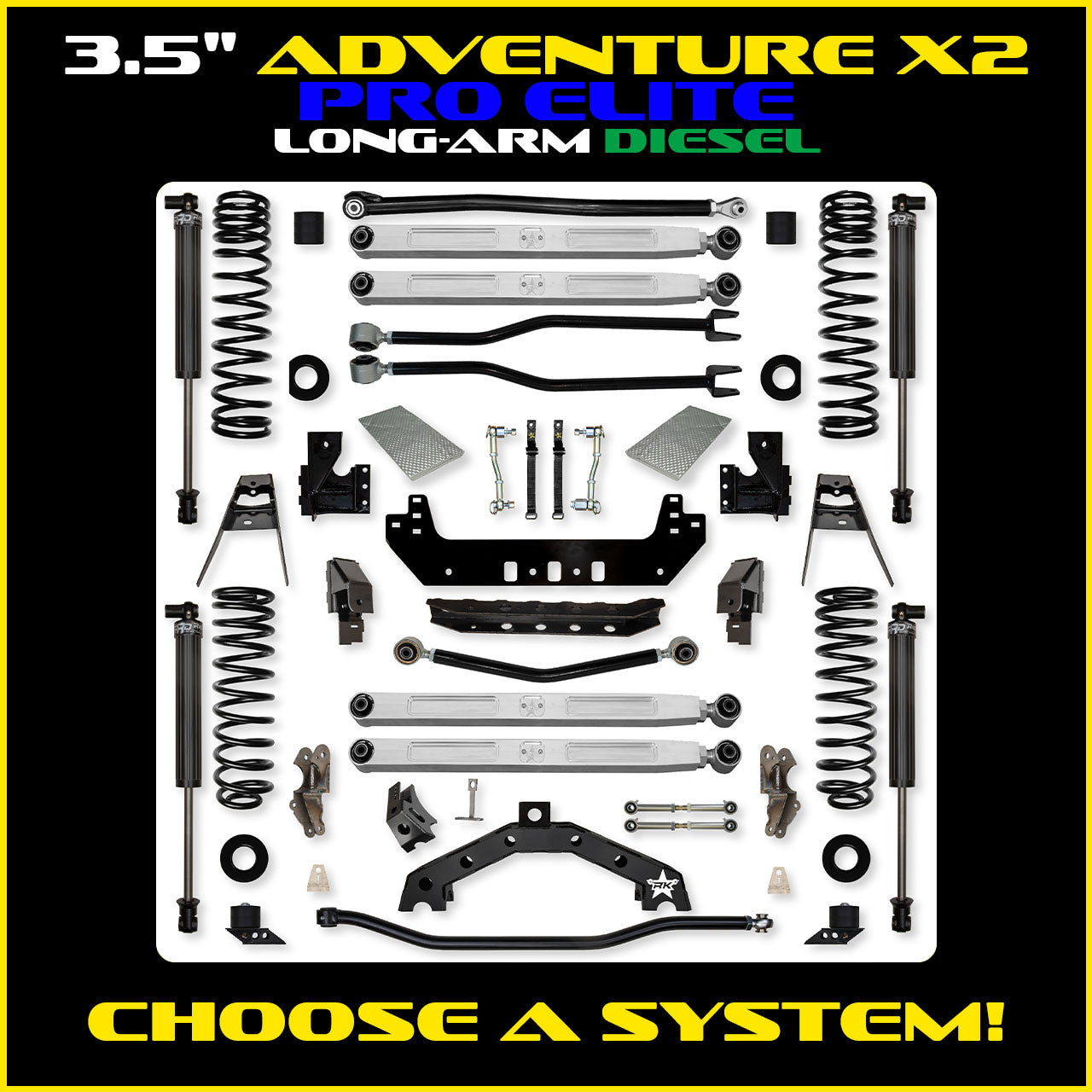 JLU 3.5 Inch Adventure-X Pro Elite Long Arm Suspension Diesel Model