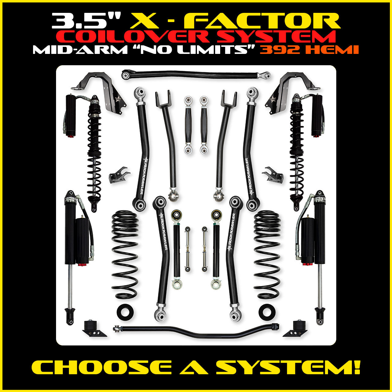 JLU 3.5 Inch X Factor "No Limits" Coil Over System 392 Model