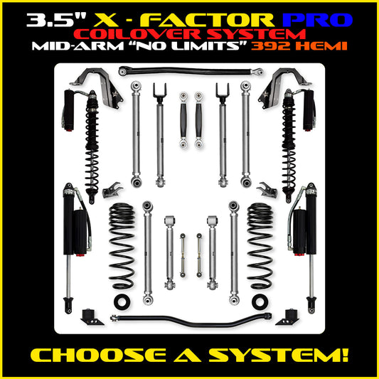 JLU 3.5 Inch X Factor Pro "No Limits" Aluminum Coil Over System 392 Model
