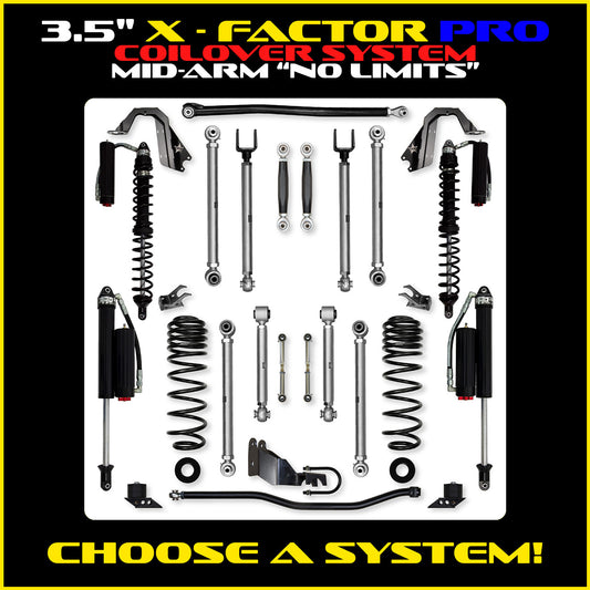 JLU 3.5 Inch Adventure-X Pro Elite "No Limits" Long Arm Coil Over Suspension 4 Door Model