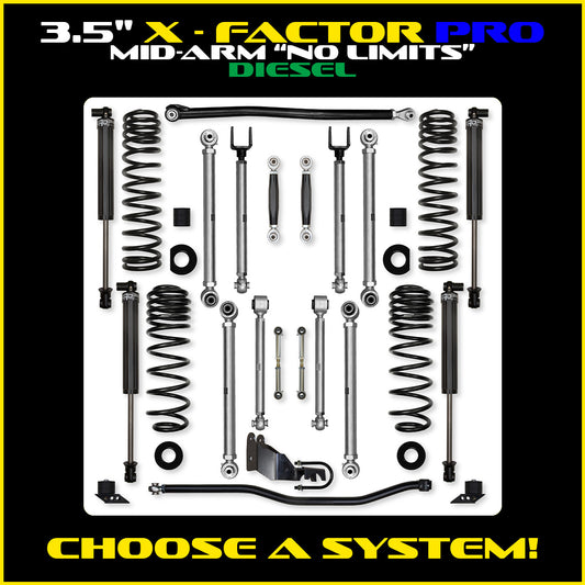JLU 3.5 Inch X Factor Pro "No Limits" Aluminum System Diesel Model