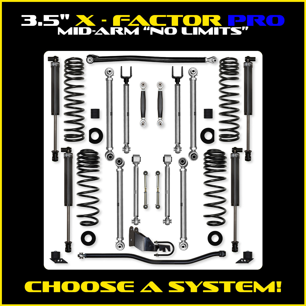 JLU 3.5 Inch X Factor X2 Pro Elite "No Limits" Long Arm Suspension 4 Door Model