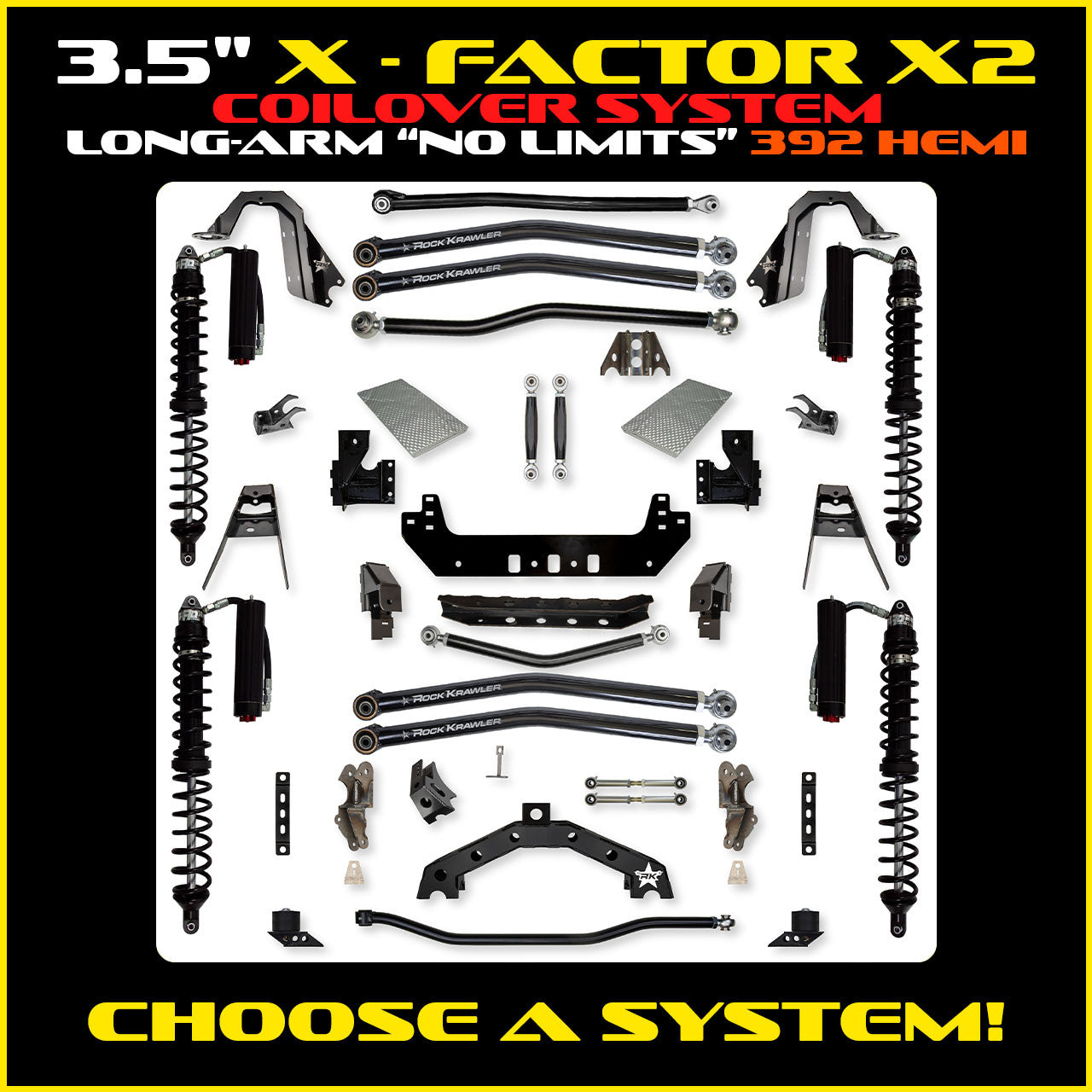 JLU 3.5 Inch X Factor X2 "No Limits" Long Arm Coil Over Suspension 392 Model