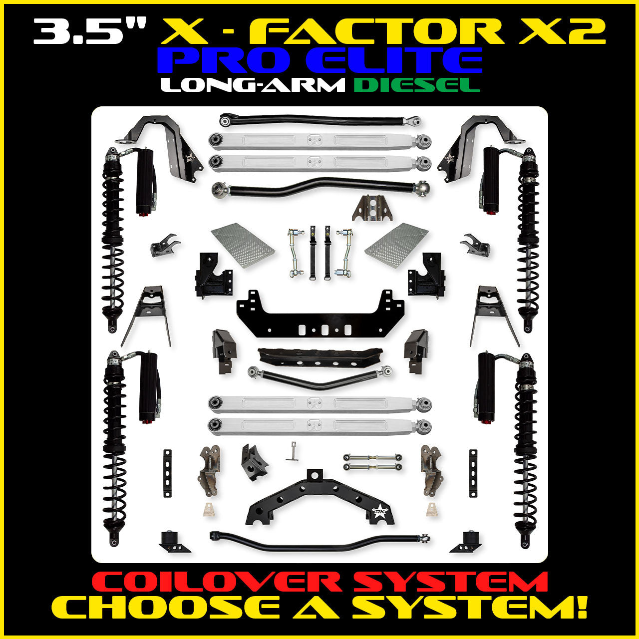 JLU 3.5 Inch X Factor X2 Pro Elite Long Arm Coil Over Suspension Diesel Model