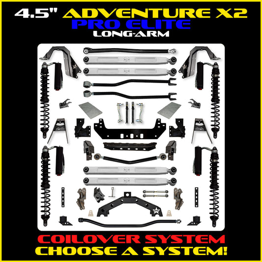 JLU 4.5 Inch Adventure-X Pro Long Arm Coil Over Suspension 4 Door Model