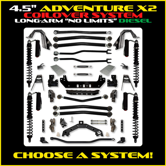 JLU 4.5 Inch Adventure-X "No Limits" Long Arm Coil Over Suspension Diesel Model