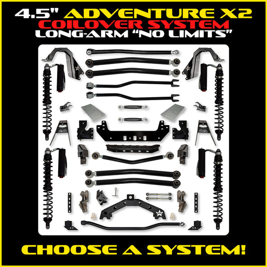 JLU 4.5 Inch Adventure-X "No Limits" Long Arm Coil Over Suspension 4 Door Model