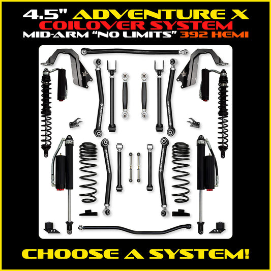 JLU 4.5 Inch Adventure X "No Limits" Coil Over System 392 Model