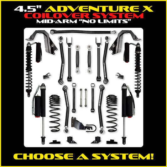 JLU 4.5 Inch Adventure X "No Limits" Coil Over System 4 Door Model