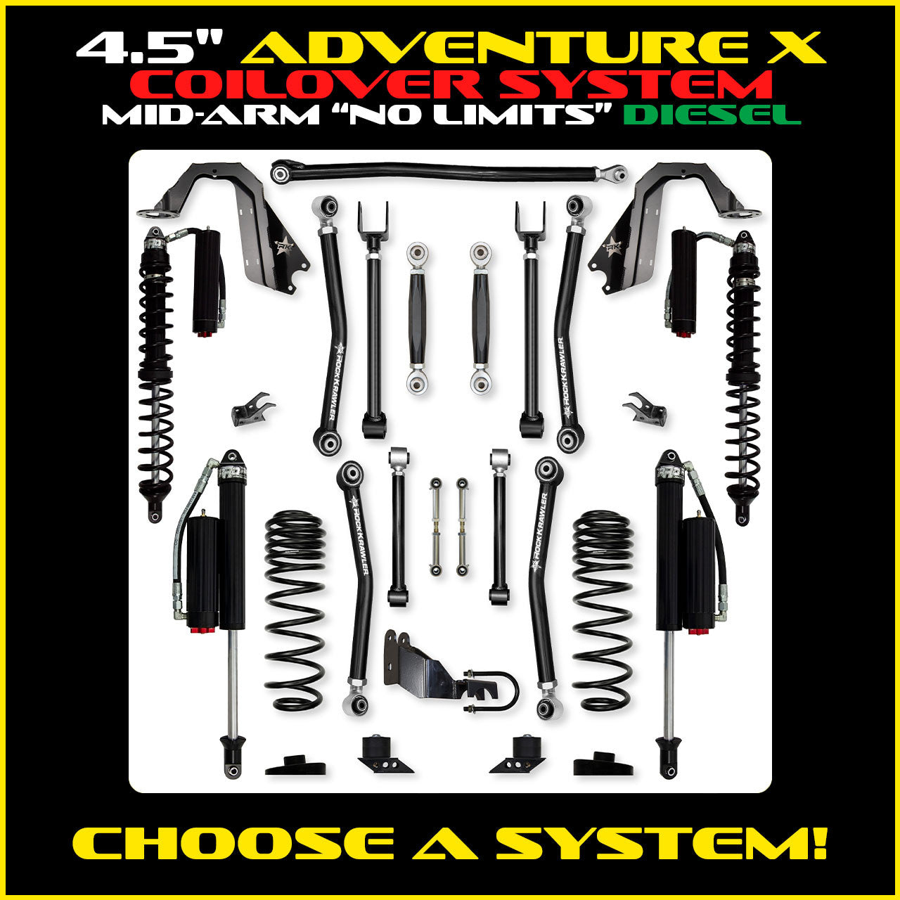 JLU 4.5 Inch Adventure X "No Limits" Coil Over System Diesel Model