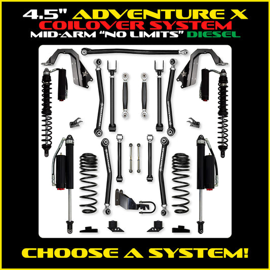 JLU 4.5 Inch Adventure X "No Limits" Coil Over System Diesel Model