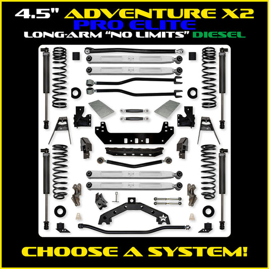 JLU 4.5 Inch Adventure-X Pro Elite "No Limits" Long Arm Suspension Diesel Model