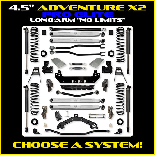 JLU 4.5 Inch Adventure-X Pro Elite "No Limits" Long Arm Suspension 4 Door Model