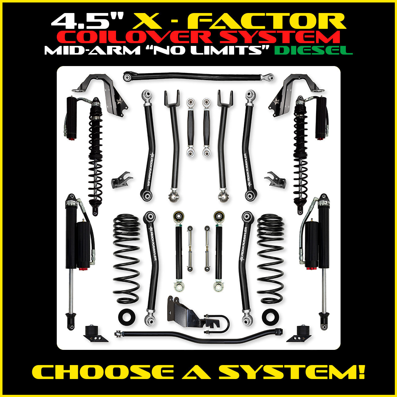 JLU 4.5 Inch X Factor "No Limits" Coil Over System Diesel Model