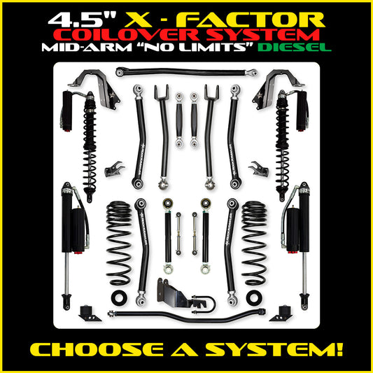 JLU 4.5 Inch X Factor "No Limits" Coil Over System Diesel Model