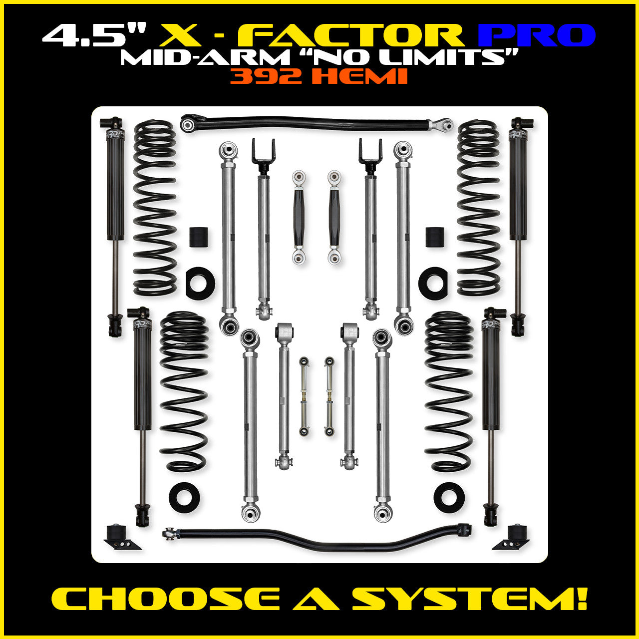 JLU 4.5 Inch X Factor Pro "No Limits" Aluminum System 392 Model