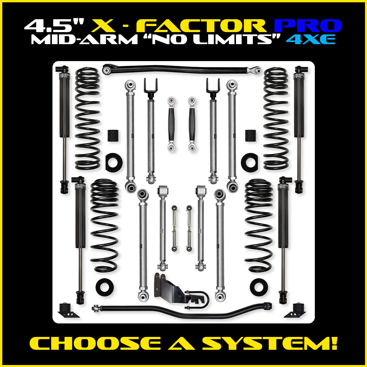 JLU 4.5 Inch X Factor Pro "No Limits" Aluminum System 4XE Model