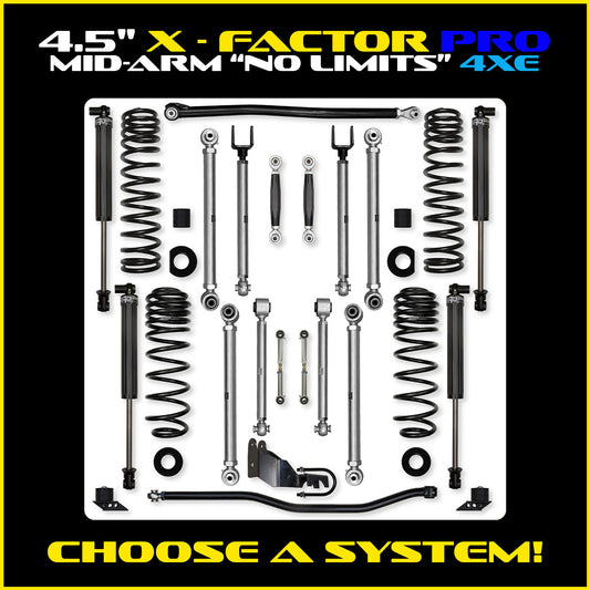 JLU 4.5 Inch X Factor Pro "No Limits" Aluminum System 4XE Model