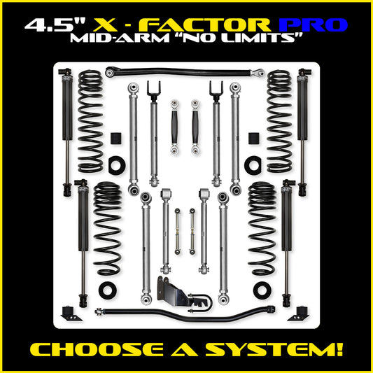 JLU 4.5 Inch X Factor Pro "No Limits" Aluminum System 4 Door Model