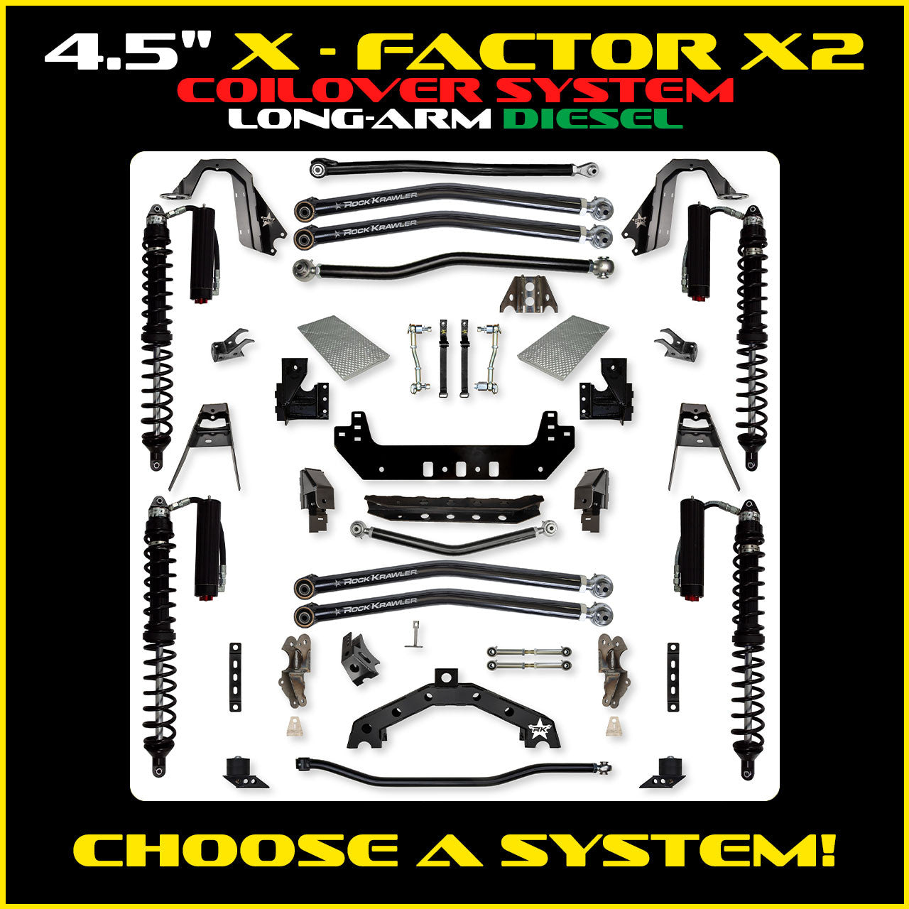 JLU 4.5 Inch X Factor X2 Long Arm Coil Over Suspension Diesel Model