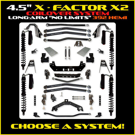 JLU 4.5 Inch X Factor X2 "No Limits" Long Arm Coil Over Suspension 392 Model