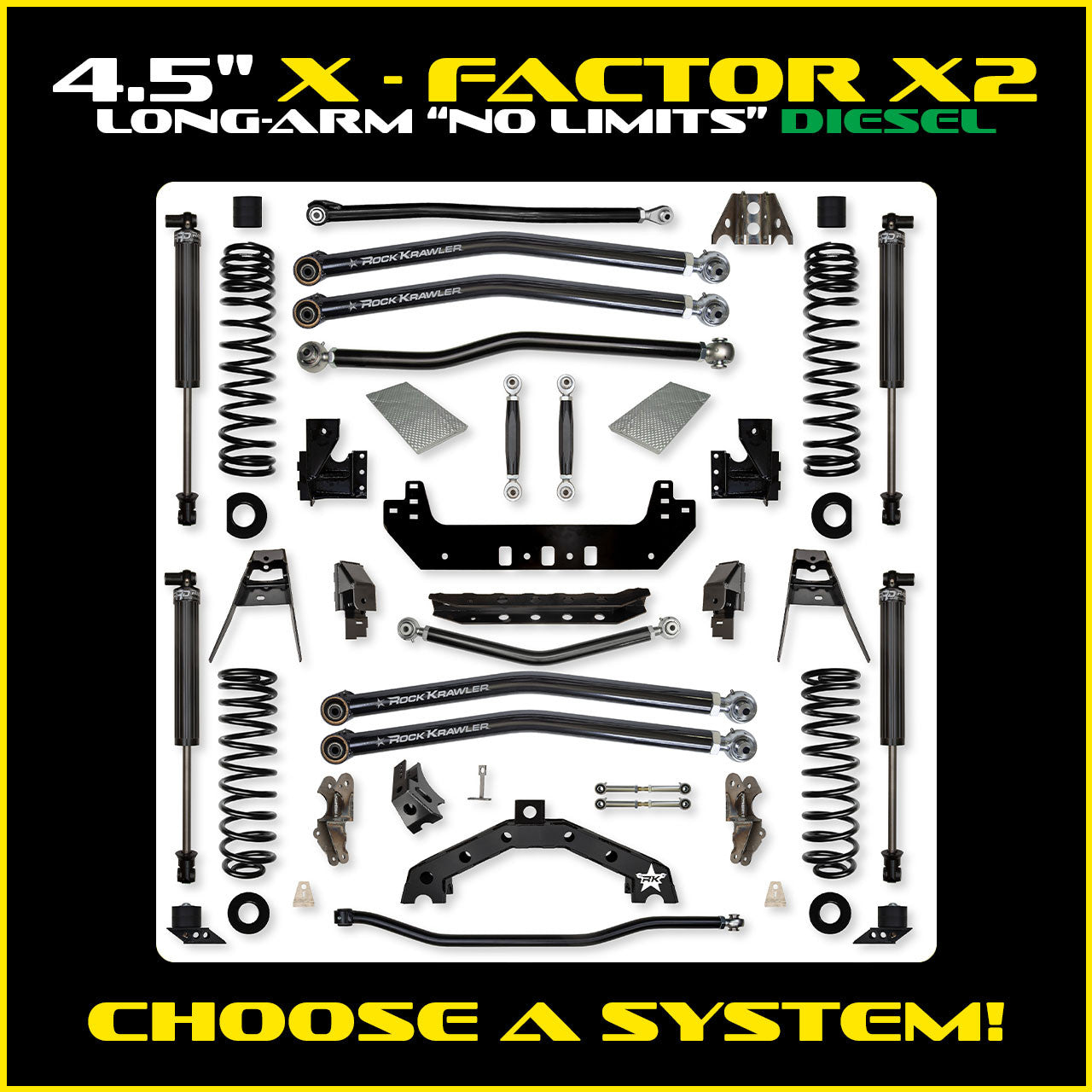 JLU 4.5 Inch X Factor X2 "No Limits" Long Arm Suspension Diesel Model