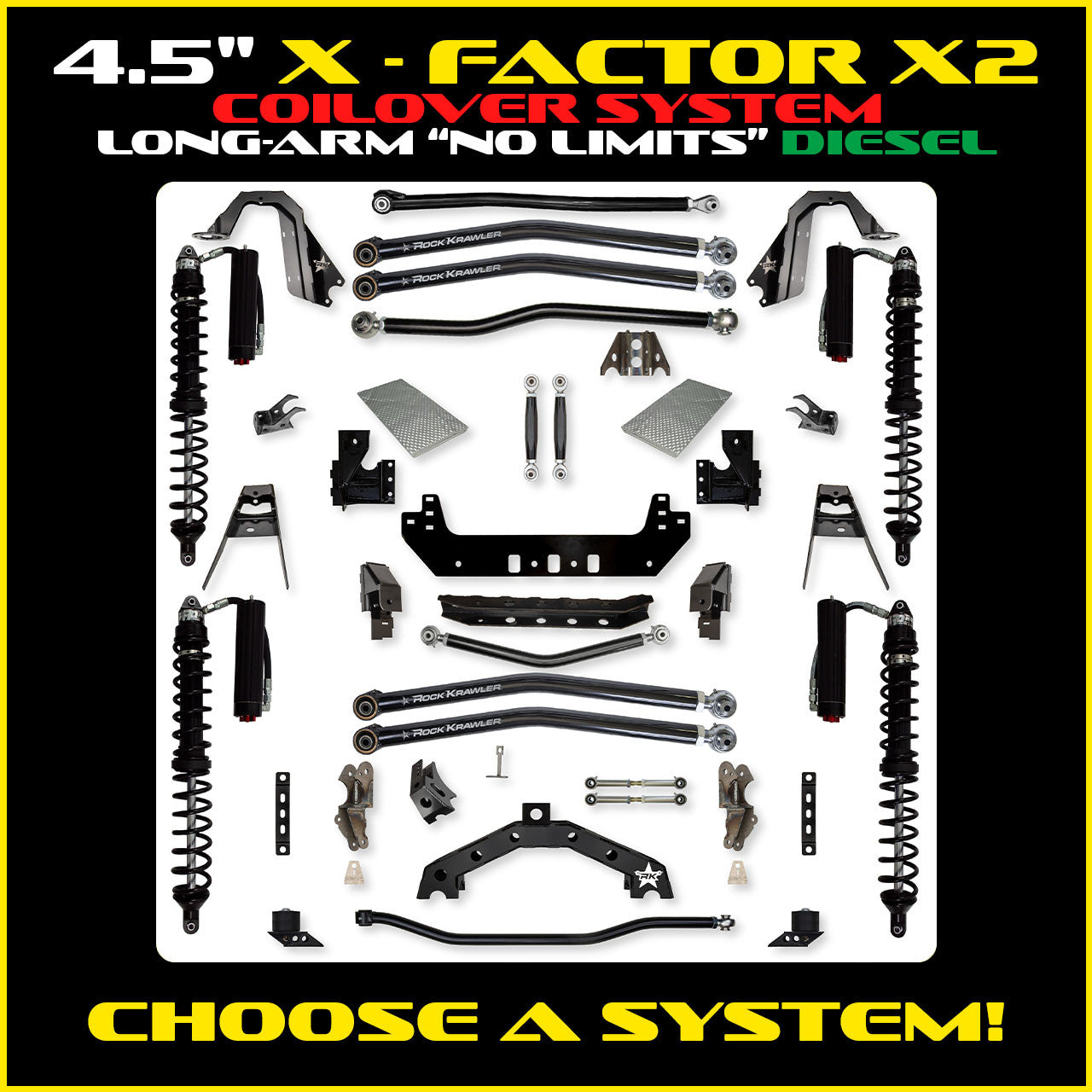 JLU 4.5 Inch X Factor X2 "No Limits" Long Arm Coil Over Suspension Diesel Model