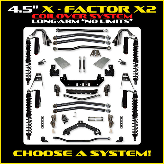 JLU 4.5 Inch X Factor X2 "No Limits" Long Arm Coil Over Suspension 4 Door Model