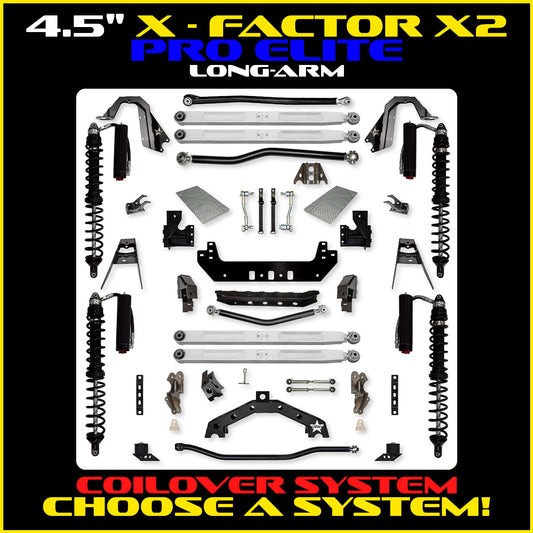 JLU 4.5 Inch X Factor X2 Pro Elite Long Arm Coil Over Suspension 4 Door Model