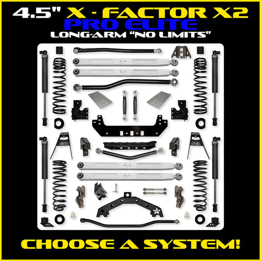 JLU 4.5 Inch X Factor X2 Pro Elite "No Limits" Long Arm Suspension 4 Door Model