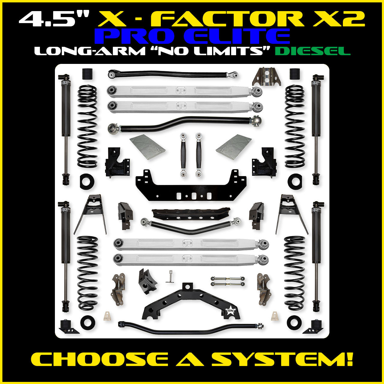JLU 4.5 Inch X Factor X2 Pro Elite "No Limits" Long Arm Suspension Diesel Model