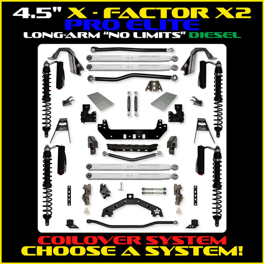 JLU 4.5 Inch X Factor X2 Pro Elite "No Limits" Long Arm Coil Over Suspension Diesel Model