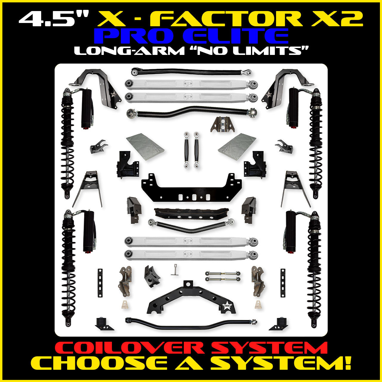 JLU 4.5 Inch X Factor X2 Pro Elite "No Limits" Long Arm Coil Over Suspension 4 Door Model