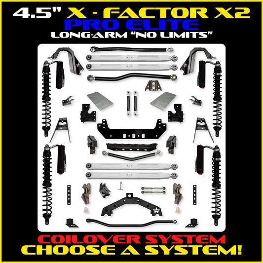 JLU 4.5 Inch X Factor X2 Pro Elite "No Limits" Long Arm Coil Over Suspension 4 Door Model