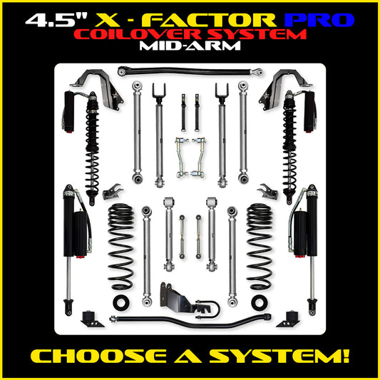JLU 4.5 Inch X Factor Pro Aluminum Coil Over System  4 Door Model