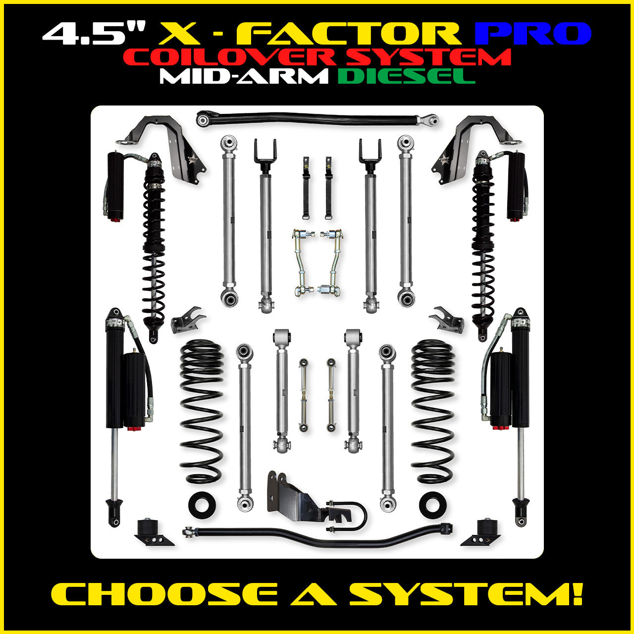 JLU 4.5 Inch X Factor Pro Aluminum Coil Over System  Diesel Model