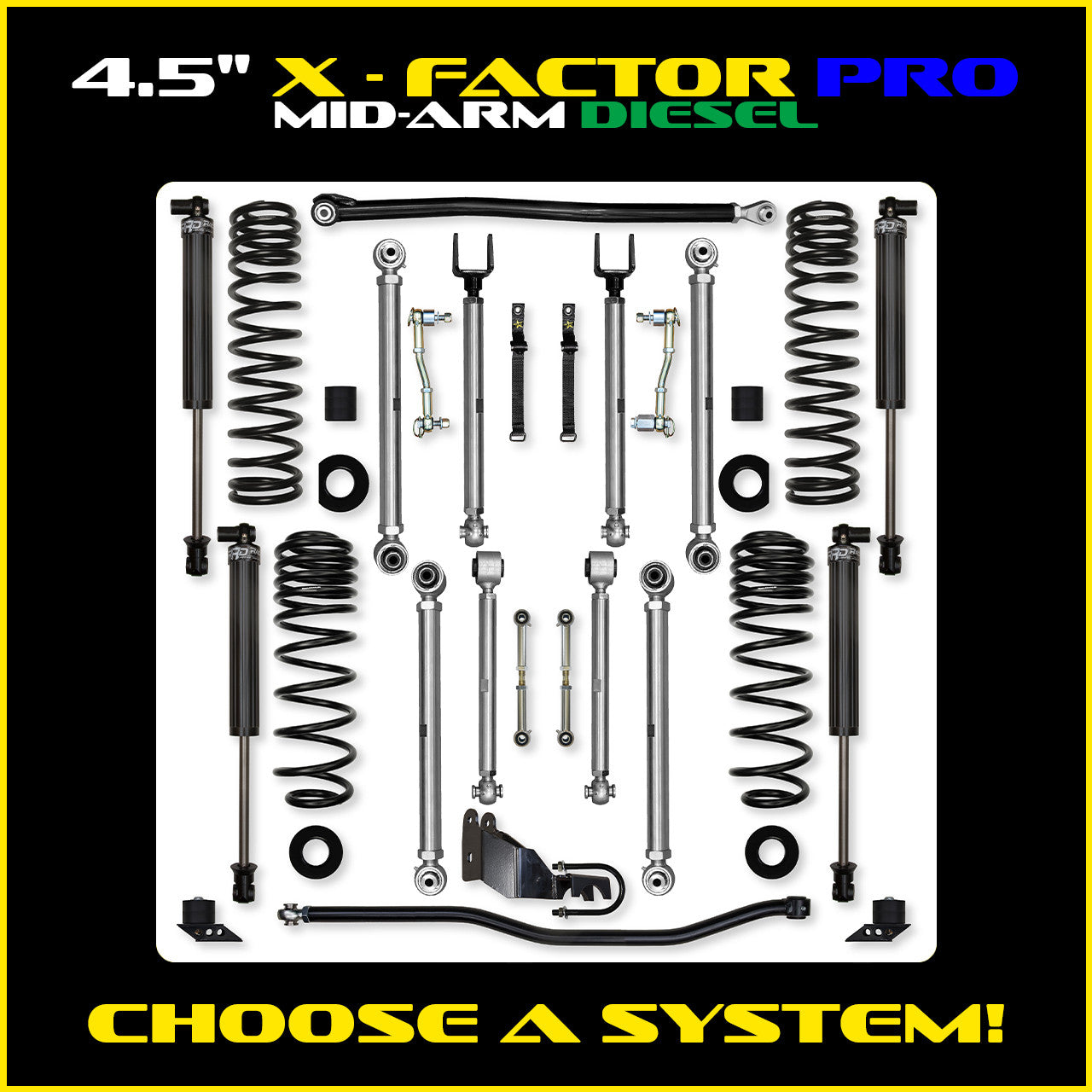 JLU 4.5 Inch X Factor Pro Aluminum System Diesel Model