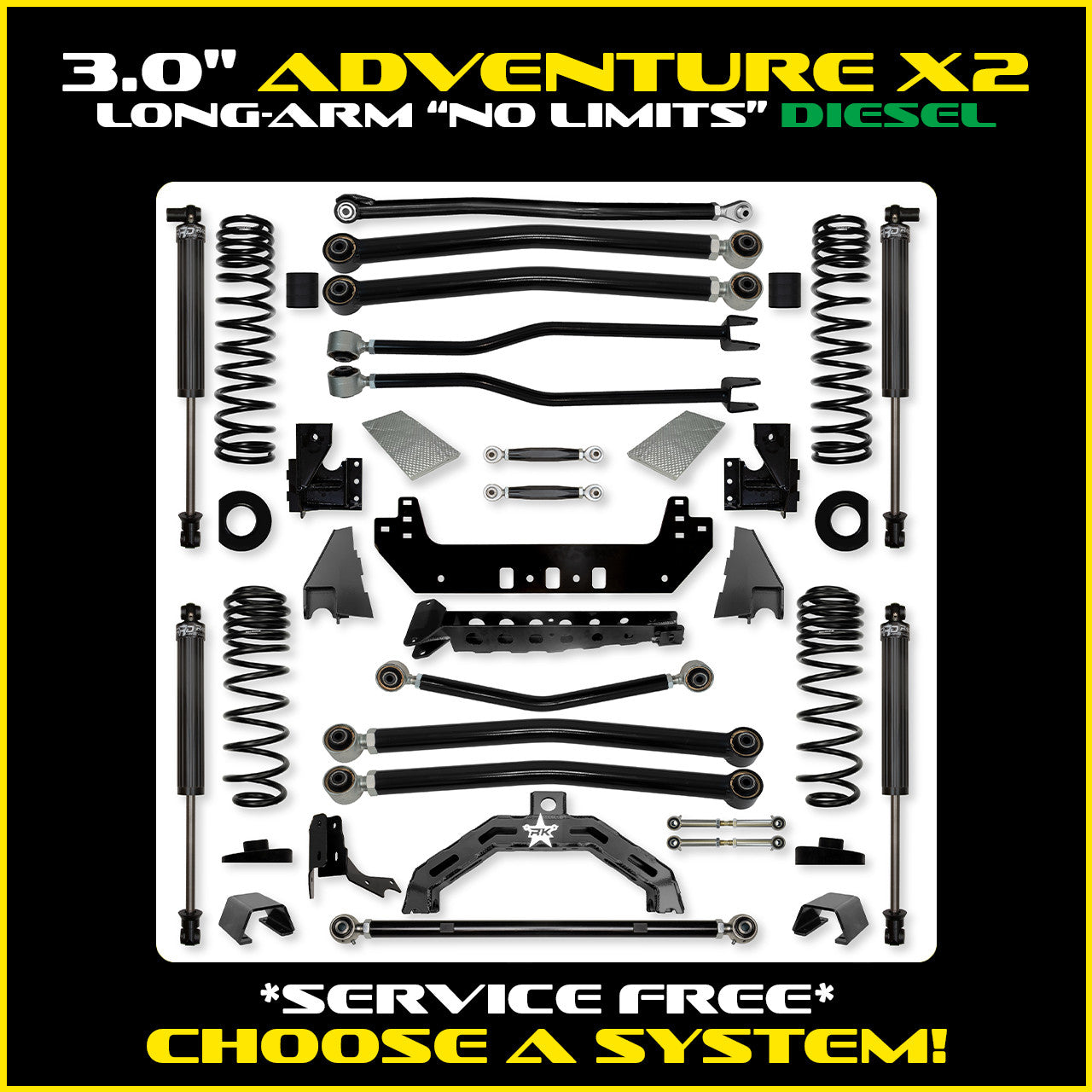 Gladiator 3.0 Inch Adventure-X "No Limits" Long Arm System Diesel Model